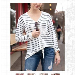 NWT & FREE Tote! Grace&Lace Striped Cinch Sweater